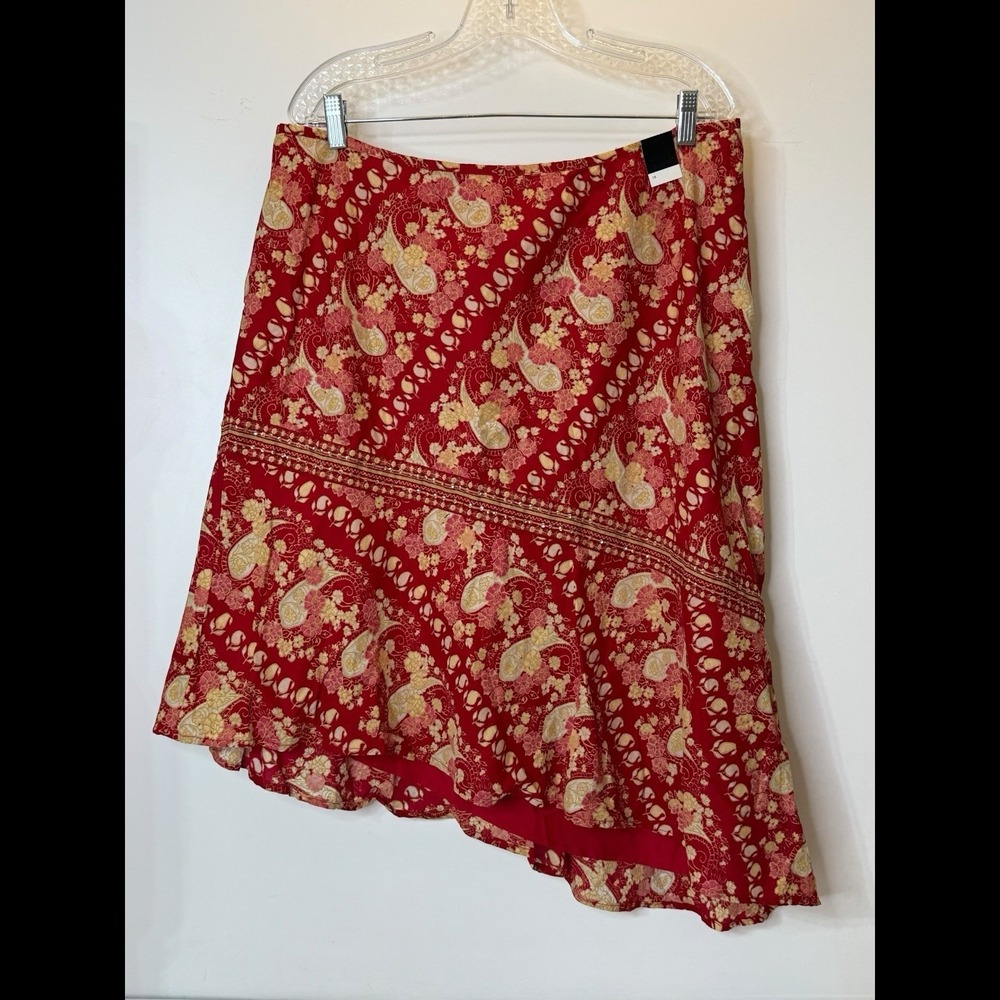 Venezia Asymmetrical Skirt Red Shades With Sequin Womens 16 Lined
